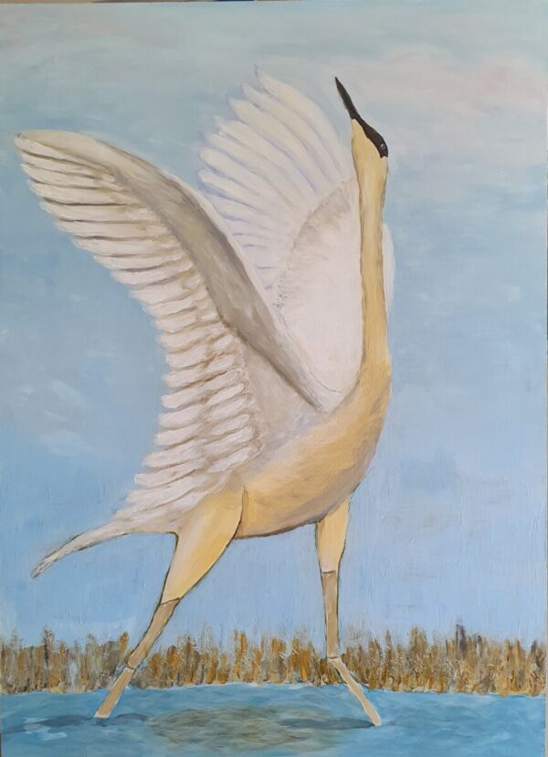Dancing Crane – Original Acrylic Painting | Tamara Perusic Art