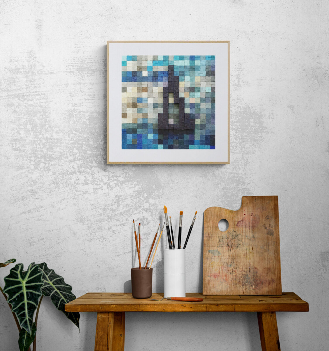 Brod na pučini - reljefni akril - stolić