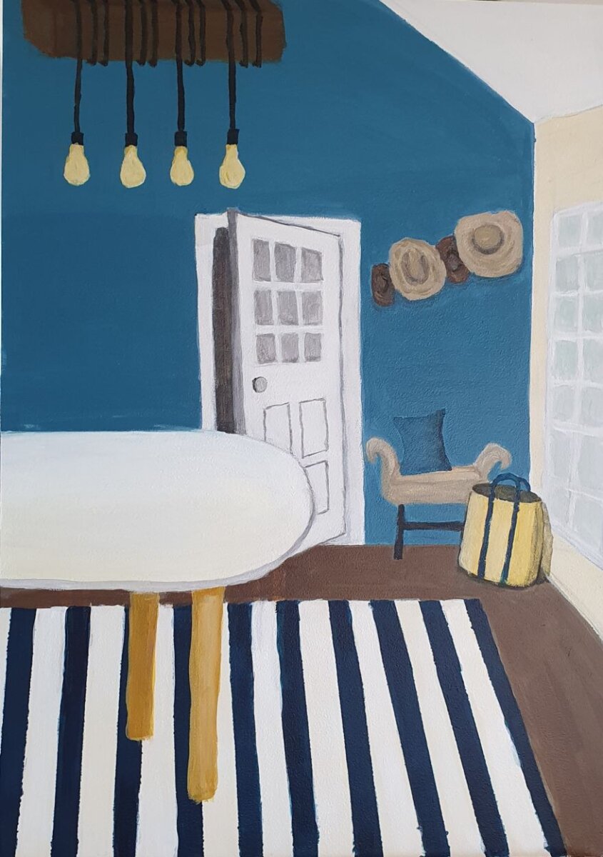 Morska priča | Originalna akrilna slika interijera inspirirana morem – Tamara Perušić Art