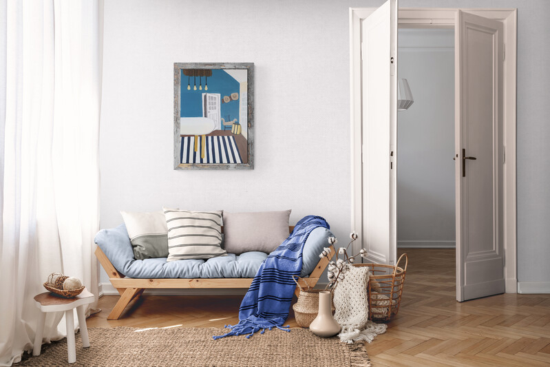 Morska priča | Originalna akrilna slika interijera inspirirana morem – Tamara Perušić Art