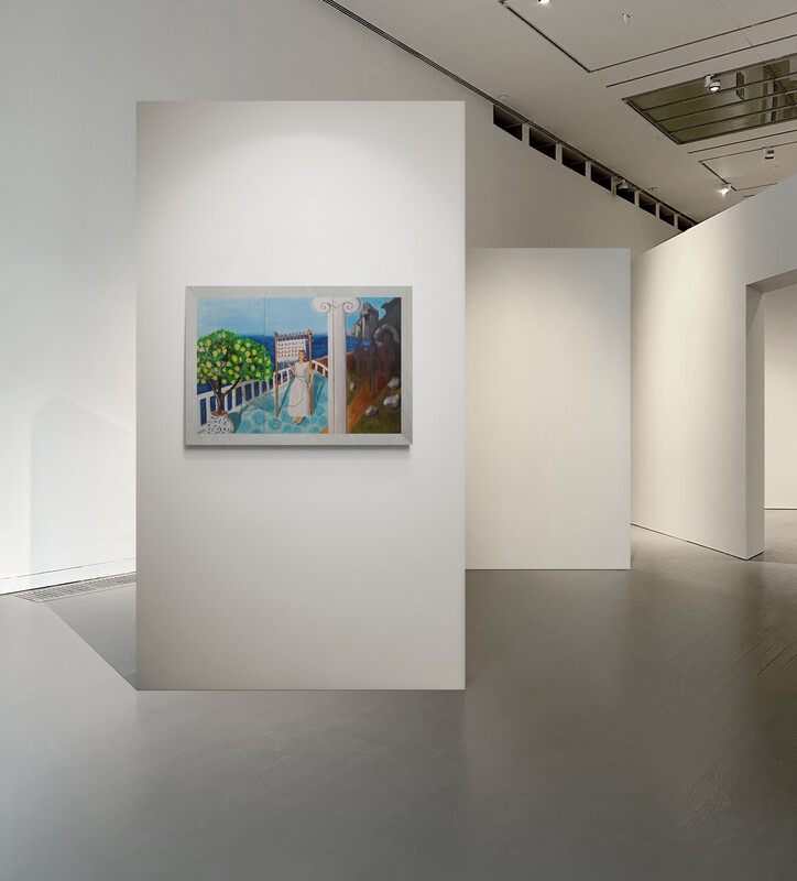 Penelopa originalna akrilna slika na platnu, figurativni triptih inspiriran grčkom mitologijom i mediteranskim pejzažem