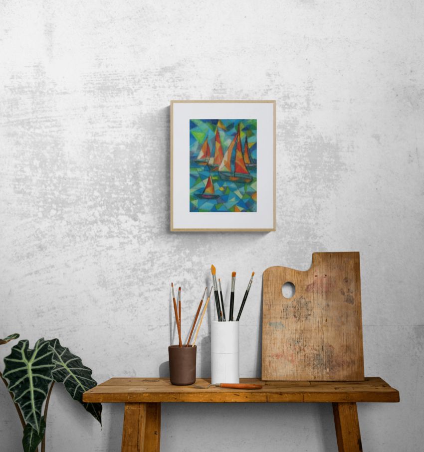 Slika plovidba uljne pastele na papiru