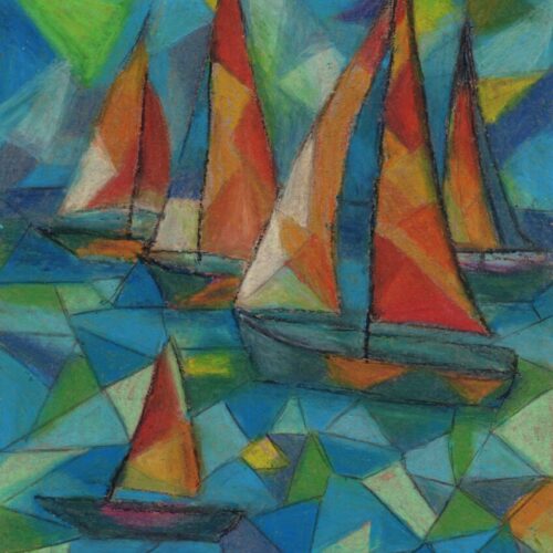 Red Sails – Original Oil Pastel Painting | Tamara Perusic Art Red Sails – Original Oil Pastel Painting | Tamara Perusic Art