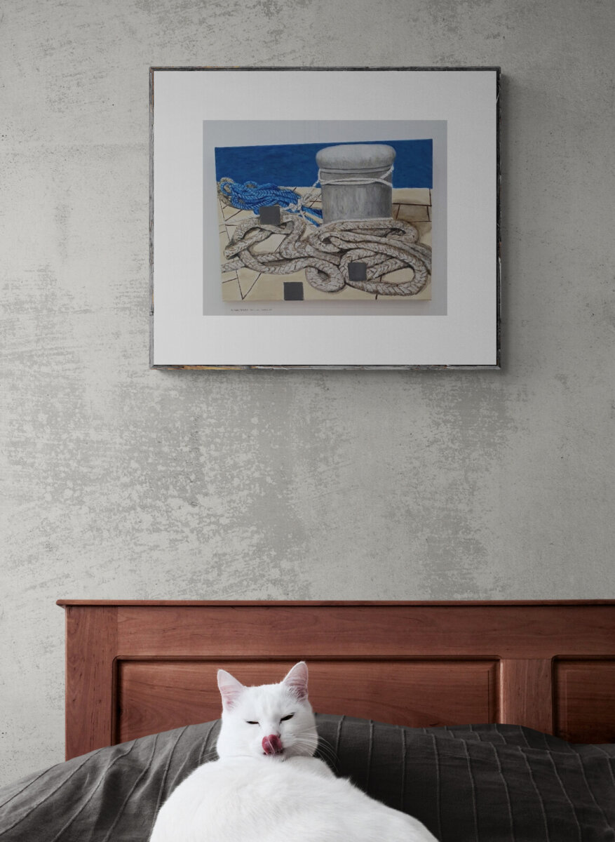 vez za brodove slika akril na platnu s konopima i morskim motivom