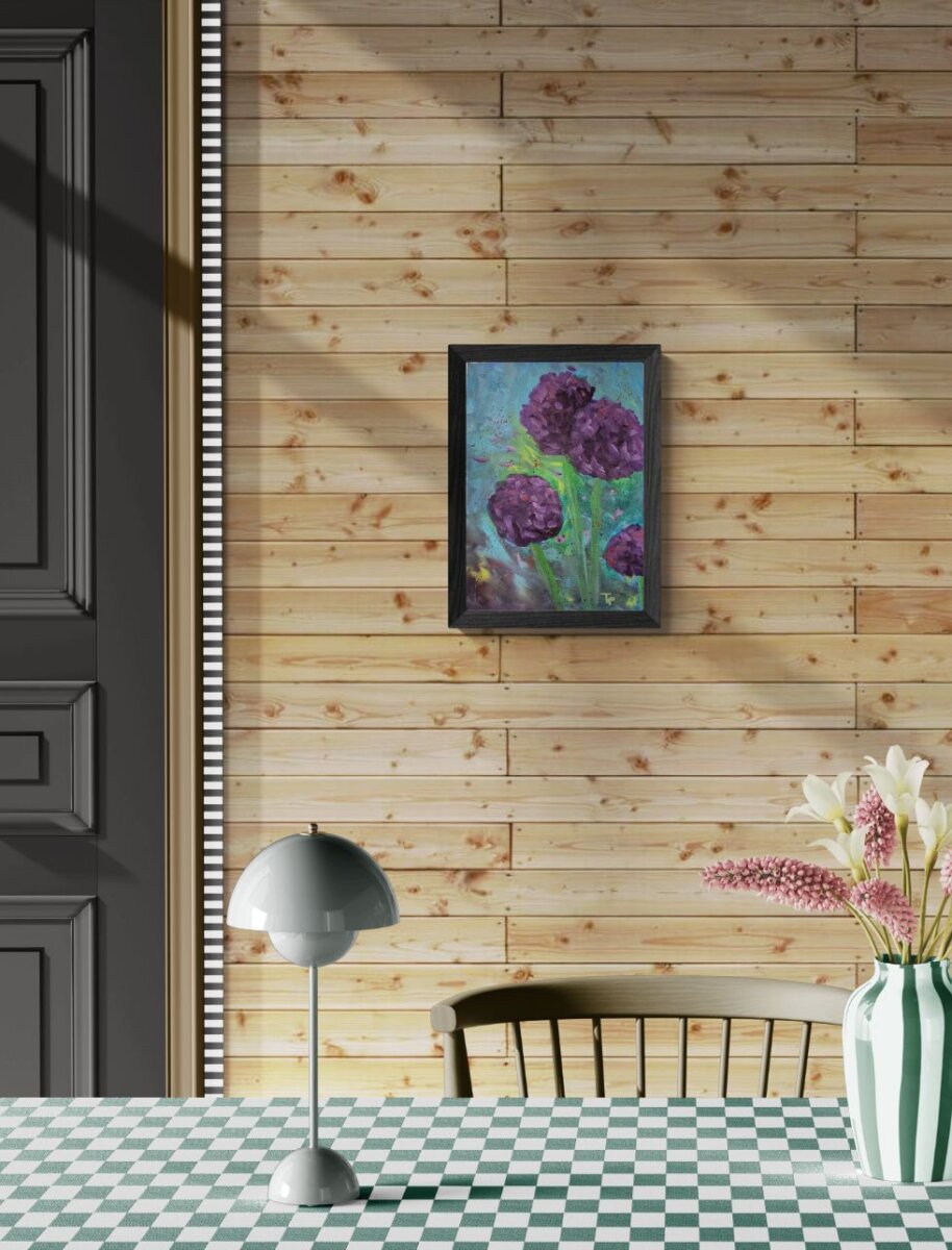 Ljubičasto cvijeće originalna slika akril na papiru Tamara Perušić Art